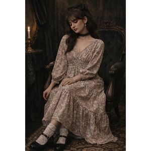 BILA 77 Floral Prairie Maxi Dress Romantic Cottagecore Boho Gothic India Cotton